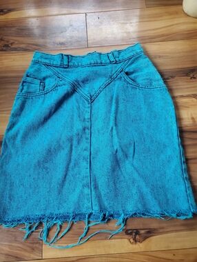 Turquoise ACID wash Sundance Denim Mini Skirt